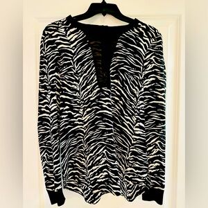 Rebecca Taylor Size 4 Zebra Top, Black & White